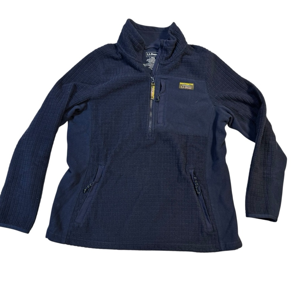 L.L. Bean Women's Mountain Classic Windproof Fleece Jacket Navy 1/4 Zip Large